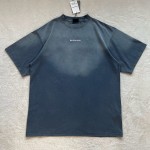 Balenciaga Gradient Aqua Small Embroidered Round Neck Short Sleeve