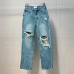 Chanel tattered split denim pants