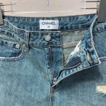 Chanel tattered split denim pants
