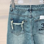 Chanel tattered split denim pants