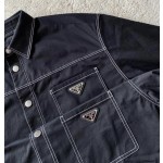 Prada Iron Brand Elastic Cotton Shirt Top Coat