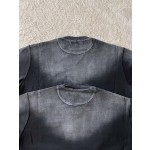 Prada triangular patch embroidered gradient round neck sweater