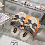 Hermes full leather wool style flat bottomed wool mop