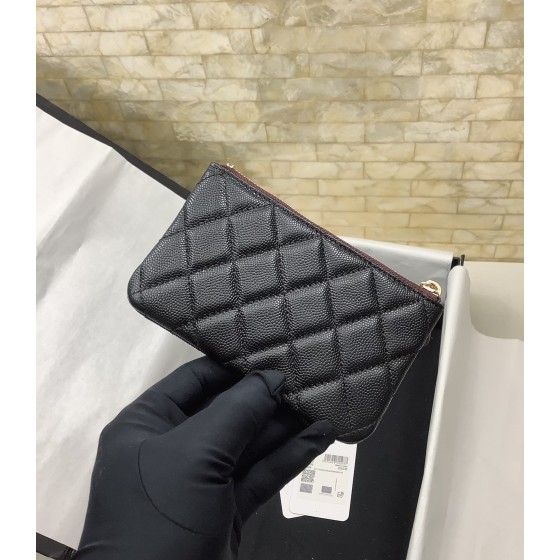 CHANEL imported ball patterned cowhide and sheepskin zippered change bag 82365