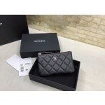 CHANEL imported ball patterned cowhide and sheepskin zippered change bag 82365