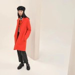 Hermes cashmere coat black, white, orange yellow (consult customer service to confirm size before placing an order)