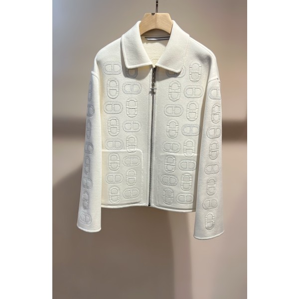 Hermes cashmere coat in black, white, and coffee (consult customer service to confirm the size before placing a custom order)