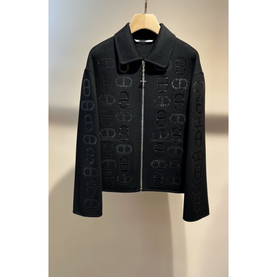 Hermes cashmere coat in black, white, and coffee (consult customer service to confirm the size before placing a custom order)