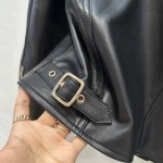 Celine silhouette gold buckle leather jacket