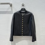 Celine silhouette gold buckle leather jacket