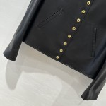 Celine silhouette gold buckle leather jacket
