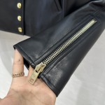 Celine silhouette gold buckle leather jacket
