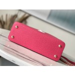 𝐋𝐎𝐔𝐈𝐒𝐕𝐔𝐈𝐓𝐓𝐎𝐍 M22752/M48865 Medium Raspberry Red with White Chain Strips This CAPUCINES handbag