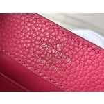 𝐋𝐎𝐔𝐈𝐒𝐕𝐔𝐈𝐓𝐓𝐎𝐍 M22752/M48865 mini Raspberry Red with White Chain Strips This CAPUCINES handbag