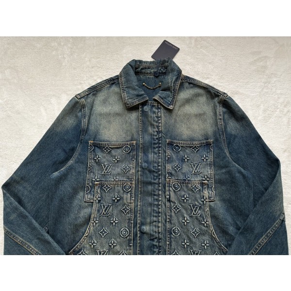 Louis Vuitton 3D embossed denim jacket