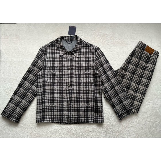 Louis Vuitton Letter Plaid Long Polo Coat
