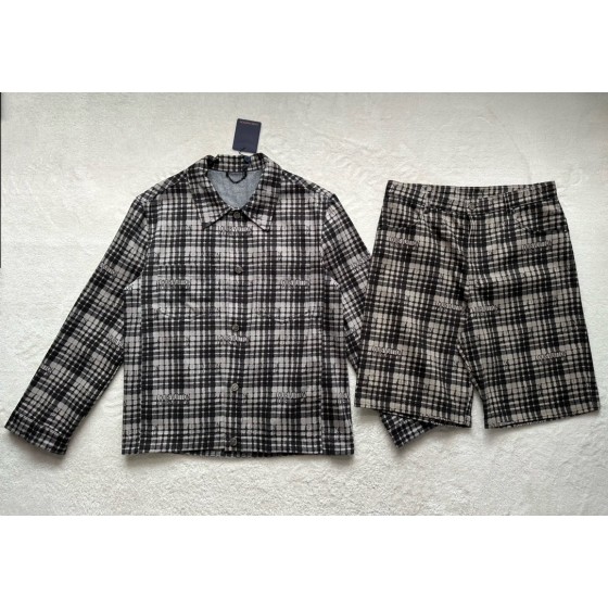 Louis Vuitton Letter Plaid Long Polo Coat