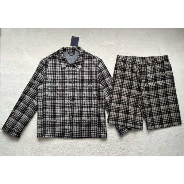 Louis Vuitton Letter Plaid Long Polo Coat