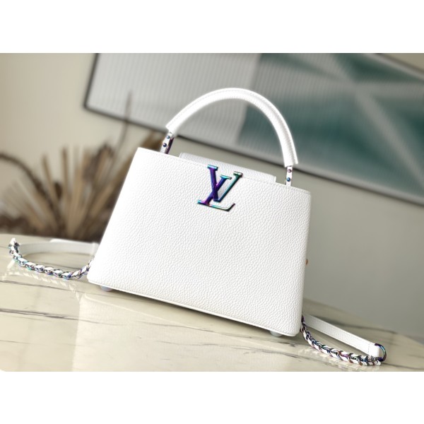 𝐋𝐎𝐔𝐈𝐒𝐕𝐔𝐈𝐓𝐓𝐎𝐍 M22054 White Colorful Gold Buckle Small Capsines BB Handbag