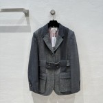 Thom Browne Casual Set Grey Mixed Wool Suit Coat