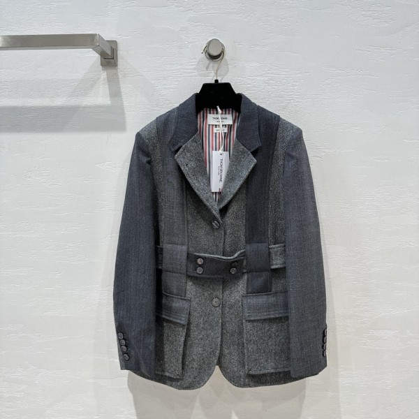 Thom Browne Casual Set Grey Mixed Wool Suit Coat