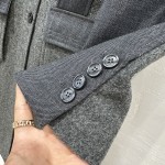 Thom Browne Casual Grey Mixed Wool Polo Mid length Wool Coat