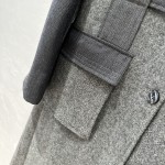 Thom Browne Casual Grey Mixed Wool Polo Mid length Wool Coat
