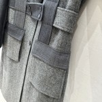 Thom Browne Casual Grey Mixed Wool Polo Mid length Wool Coat