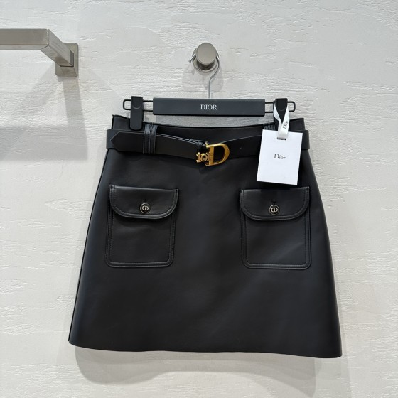 Dior 23 Early Autumn New Goddess Leather Half Skirt