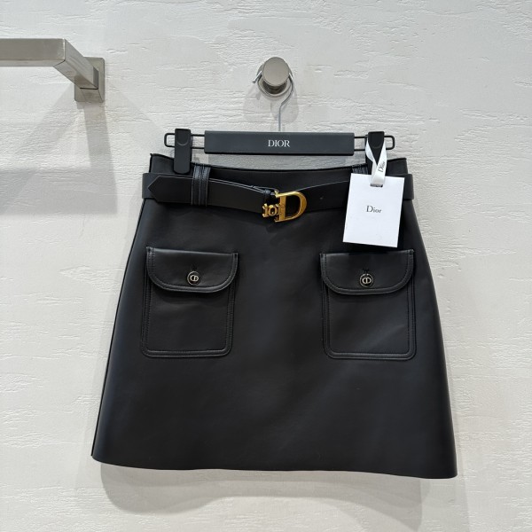 Dior 23 Early Autumn New Goddess Leather Half Skirt