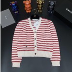 DIOR knitted red striped cardigan