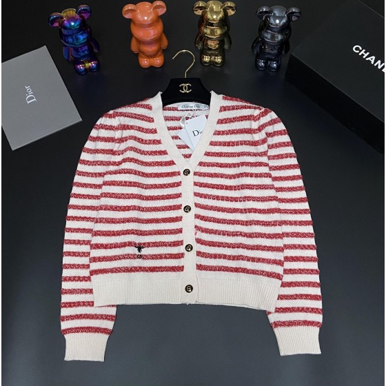 DIOR knitted red striped cardigan