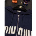 MIU MIU Hooded Zipper Cardigan