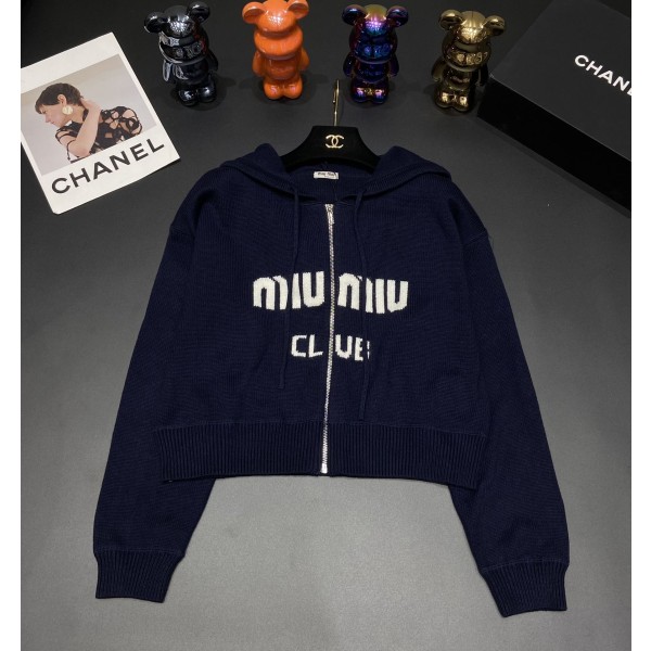 MIU MIU Hooded Zipper Cardigan