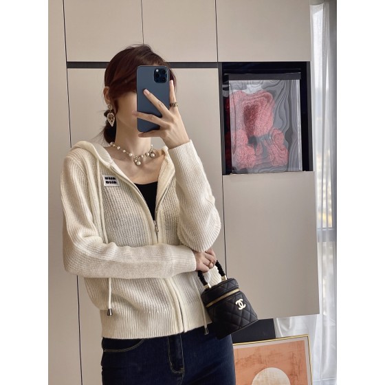 MIU MIU 23 PRE Autumn New Hooded Zipper Cardigan