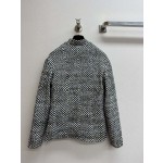 CHANEL High Order Handmade Square Sequin Twill Soft Wool Stand Neck Coat