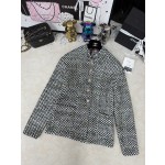CHANEL High Order Handmade Square Sequin Twill Soft Wool Stand Neck Coat