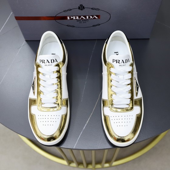 Prada calf leather stitching, hand stitched marker line shoes