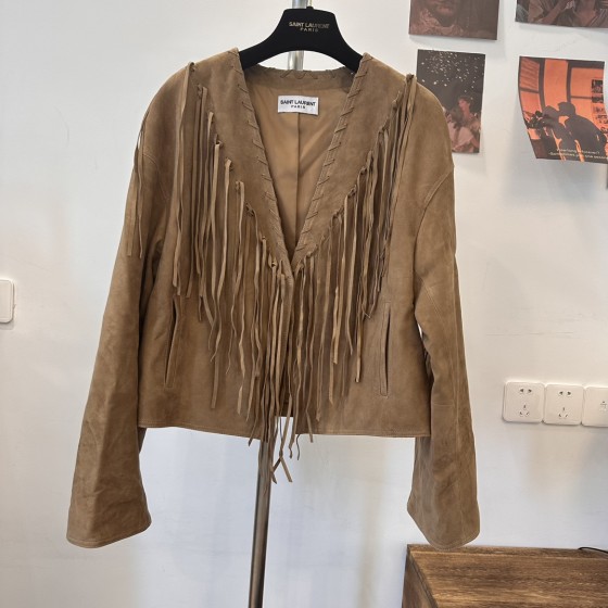 Saint Laurent imported suede leather stitching with tassels for decorative tassels made of full leather