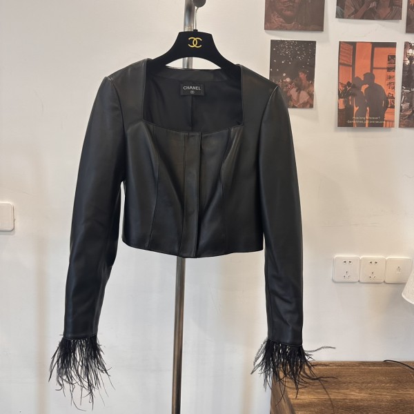 Chanel Imported Lambskin Spliced Feather