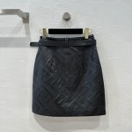 FendI 23 New Early Autumn Craft Embossed Genuine Leather Half Skirt