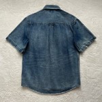 Balenciaga washed light blue denim short sleeved shirt jacket