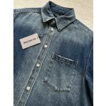 Balenciaga washed light blue denim short sleeved shirt jacket