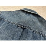 Balenciaga washed light blue denim short sleeved shirt jacket