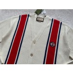 GUCCI contrasting red and blue striped woolen cardigan jacket