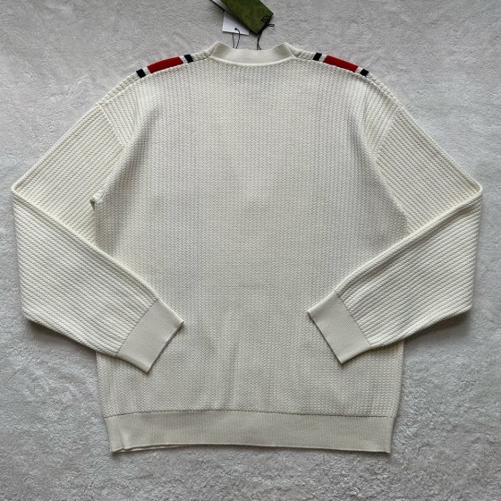 GUCCI contrasting red and blue striped woolen cardigan jacket