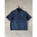 Louis Vuitton Heavy Industry Sheared Old Flower Polo Collar Short Sleeve Denim Coat