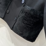 Prada Handmade Fur Pocket Double sided Cashmere Short Coat
