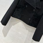 Prada Handmade Fur Pocket Double sided Cashmere Short Coat