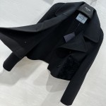 Prada Handmade Fur Pocket Double sided Cashmere Short Coat